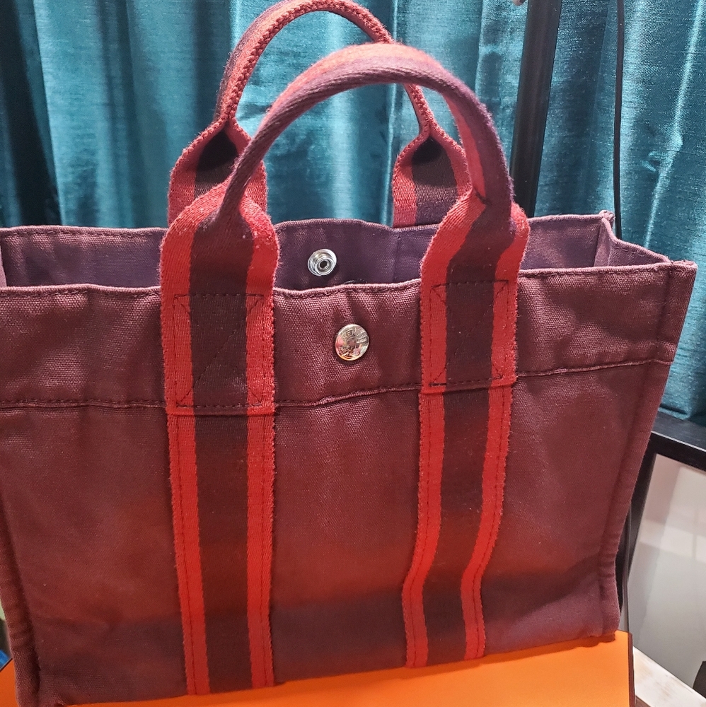 Hermès Fourre Tout PM,Tote Bag Purple Canvas - Picture 3 of 11